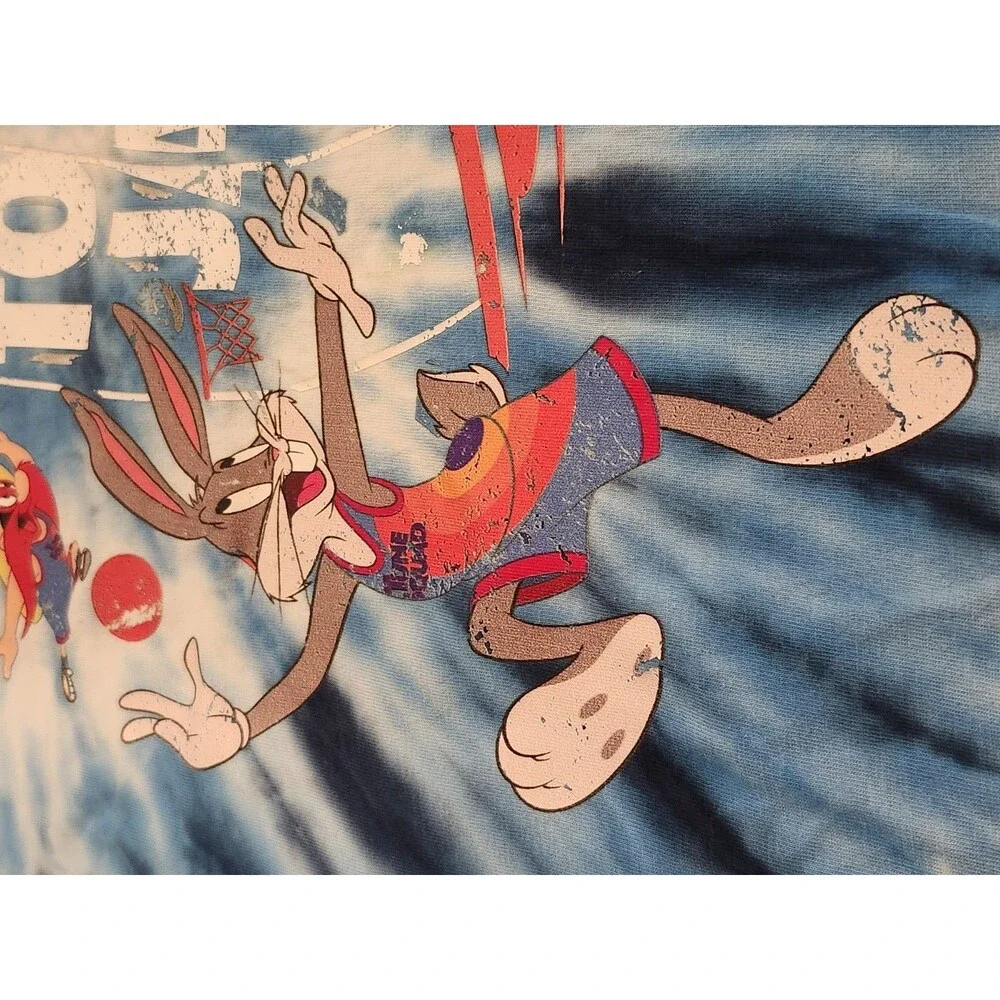 Vintage SIKSILK Space Jam TIE‎ DYE Over Sized T-shirt Mens Appx XL Looney Tunes
